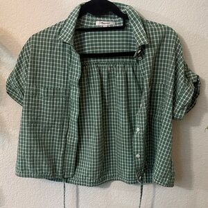 Madewell Green Plaid Short Sleeve Shirt